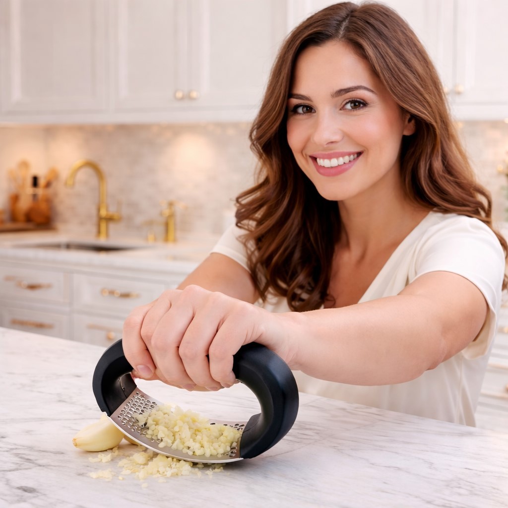 Espremedor Amassador Triturador de Alho Inox Manual Cozinha Forte e Pratico Uso Diario