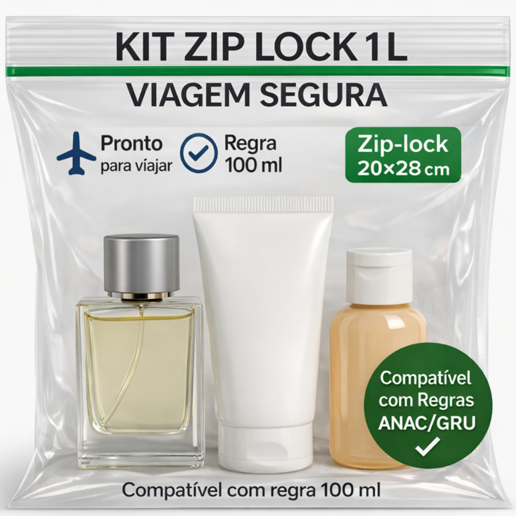 Kit Sacos Herméticos Reutilizáveis Zip Lock para Alimentos Congelador Viagem Internacional BPA Free