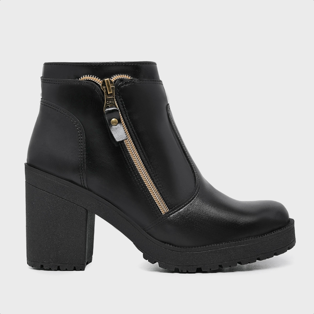Botinha Coturno Feminino Zíper Cores Botas da Moda Salto Plataforma Tratorado Macia Leve Confortavel Qualidade Estilosa