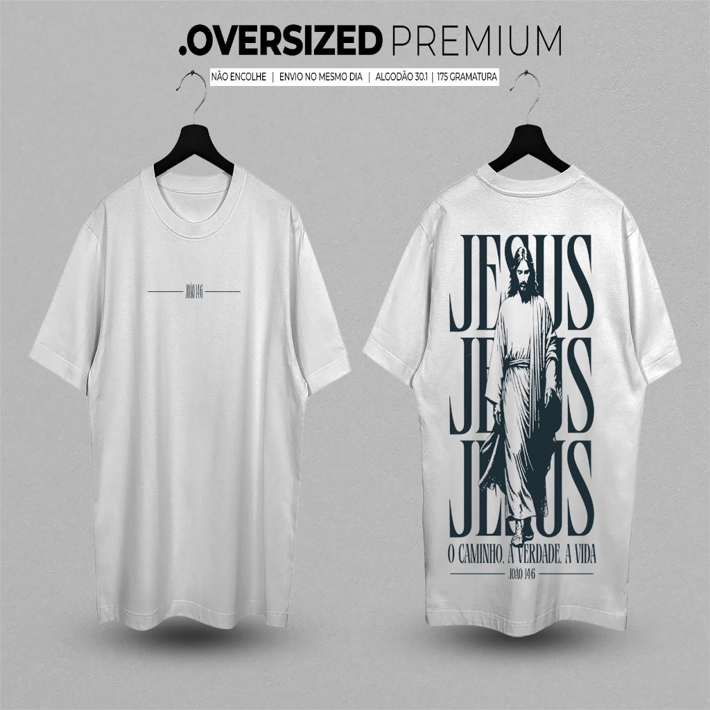 Camiseta Oversized Masculina Cristã Religiosa Jesus Estampa 100% Algodão Premium em Oferta na Shopee