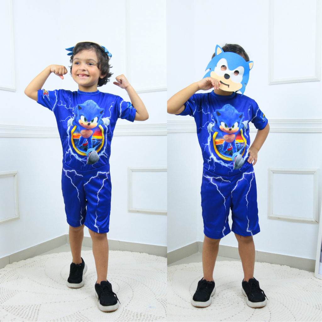 Fantasia Infantil Sonic o Ouriço em Oferta na Shopee