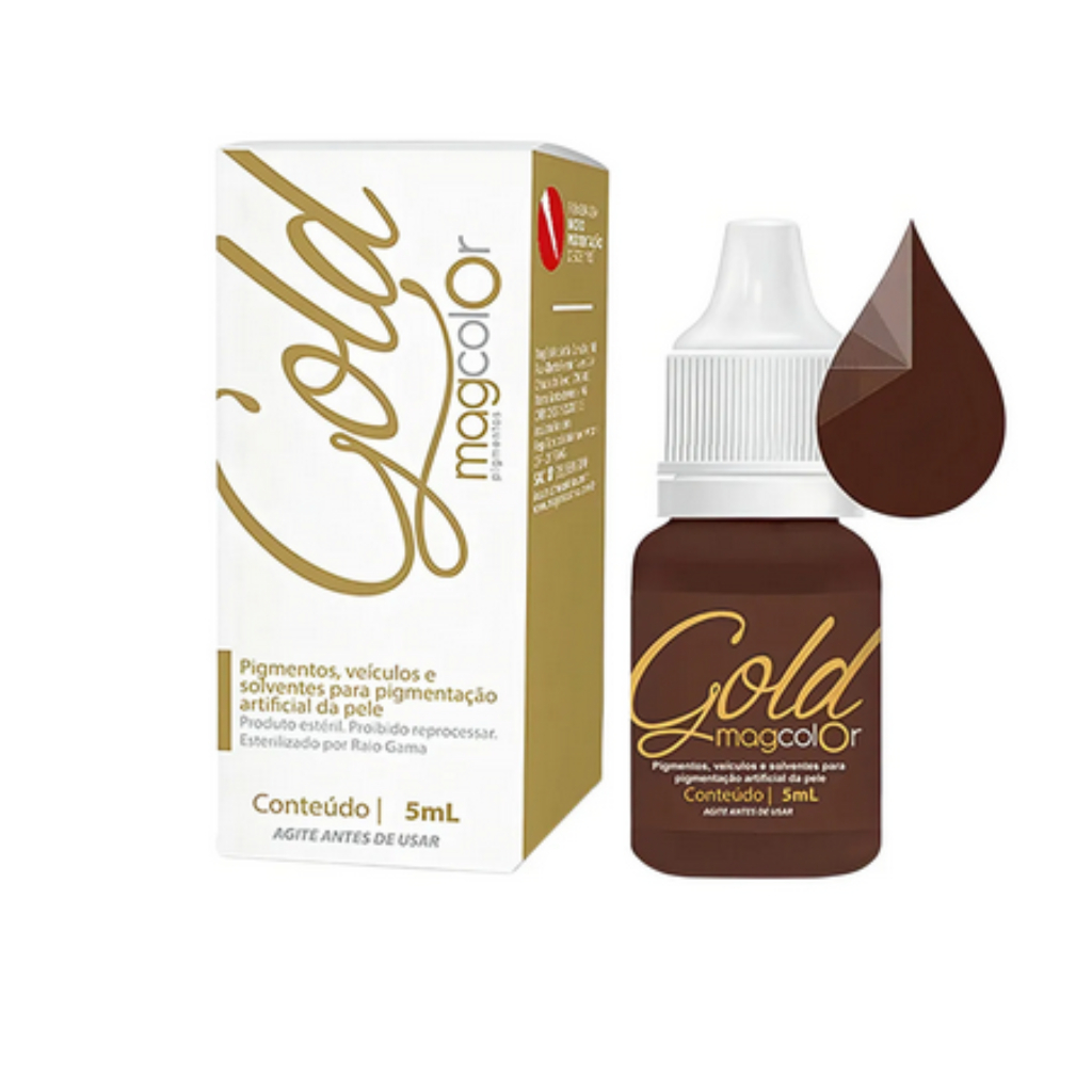 Pigmento Mag Color Gold 5ml Micropigmentação - Cor Castanho Escuro em Oferta na Shopee