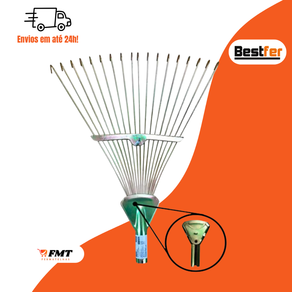 Vassoura Para Grama Regulável 18 Dentes De Aço Sem Cabo Bestfer em Oferta na Shopee