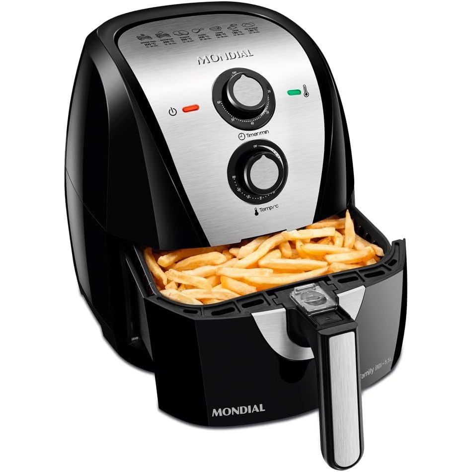 MONDIAL Fritadeira Sem Óleo Air Fryer 5,5L, Preto/Inox, 1900W, 220V - AF-55 I