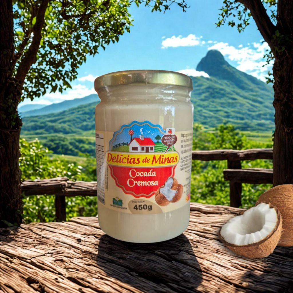 Cocada Cremosa Delicas de Minas 480g Feita em Minas Gerais Doce Artesanal e Cremoso Saboroso