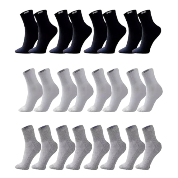 Kit 03/06/12/18/24 Pares Meia Adulto Masculina Feminina Esportiva Cano Alto Algodão