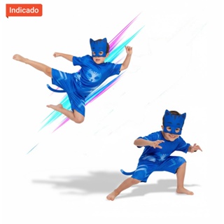 Fantasia PJ Mask Menino Gato + Rabinho + Mascara de Plush Premium em Oferta na Shopee