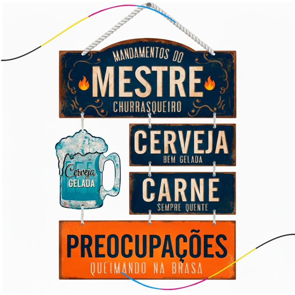 Placa Decorativa MDF Adesivado - Mandamentos do Churrasco - Placa Cantinho do churrasco - Quadro em Oferta na Shopee