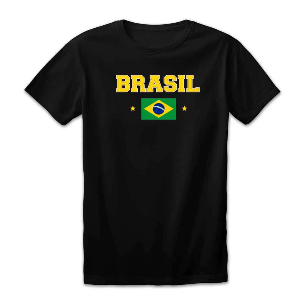 Camiseta Unissex Estampa Brasil Bandeira Copa do Mundo 2026 Futebol Algodão Conforto Promoção Casual