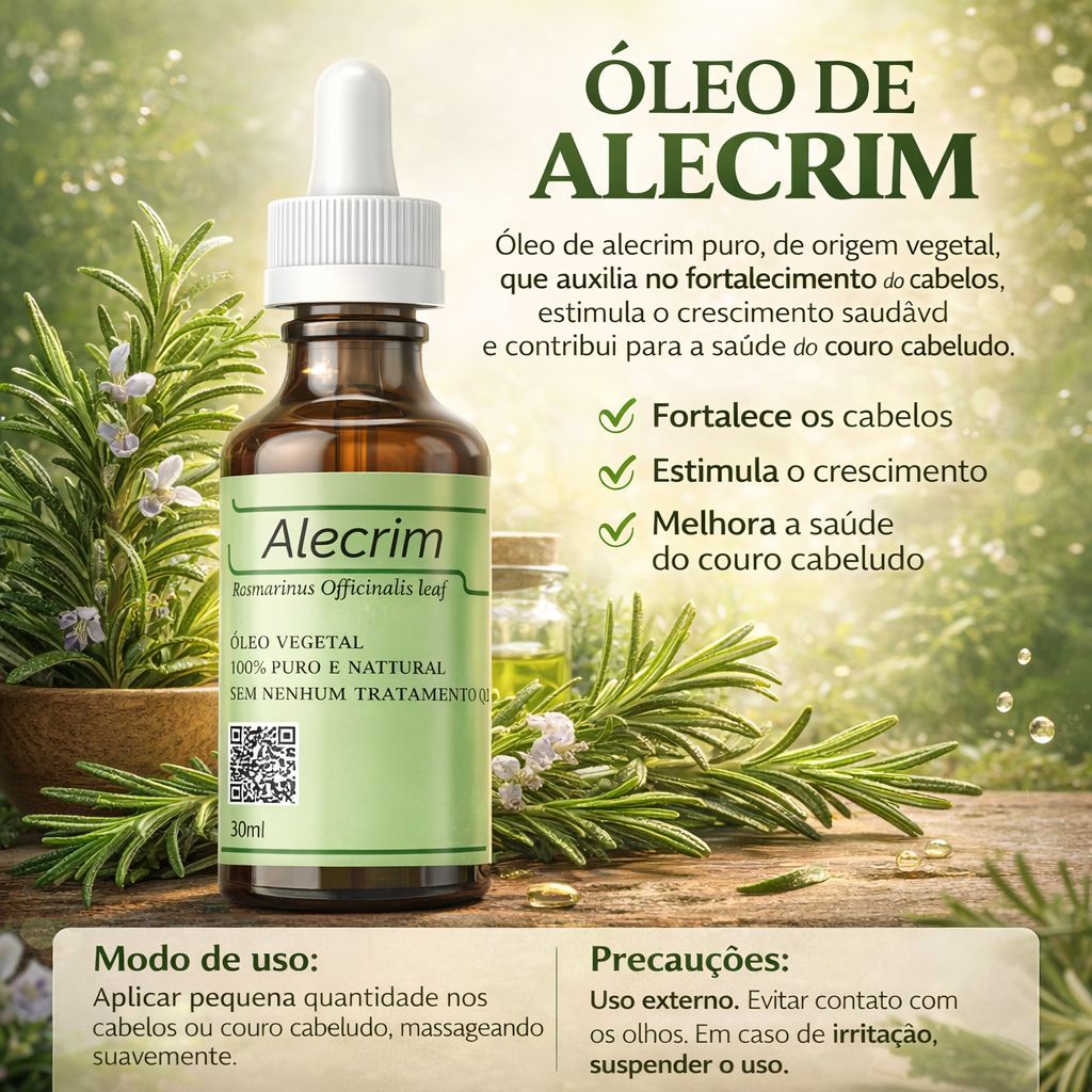 Óleo de Alecrim CABELOS+FORTES - 100% Puro Prensado a frio - 30ml - Envio Imediato em Oferta na Shopee
