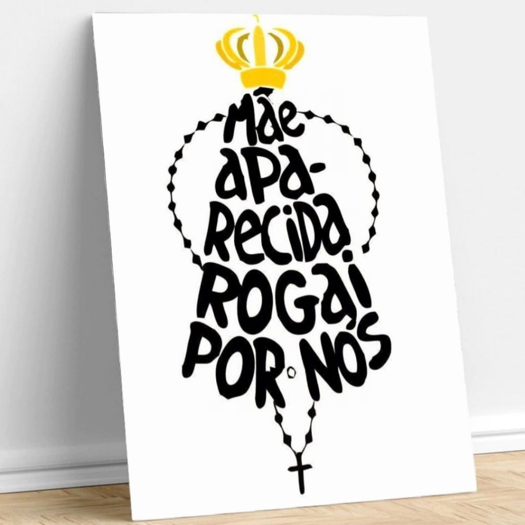 Placa Decorativa Nossa Senhora Aparecida Rogai Por Nós MDF 20x28cm Quadro Religioso Católico