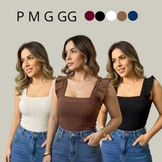 Blusa Regata Canelada Babado Alça Blusinha Elegante Casual Dia a Dia em Oferta na Shopee