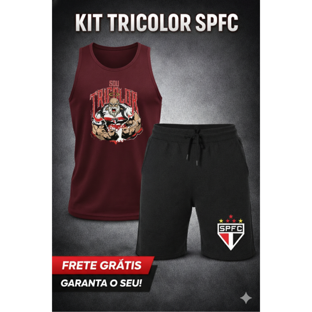Kit Conjunto Tricolor Regata e Bermuda Moletom PREMIUM Confortável Lançamento Toque Macio Envio Imediato