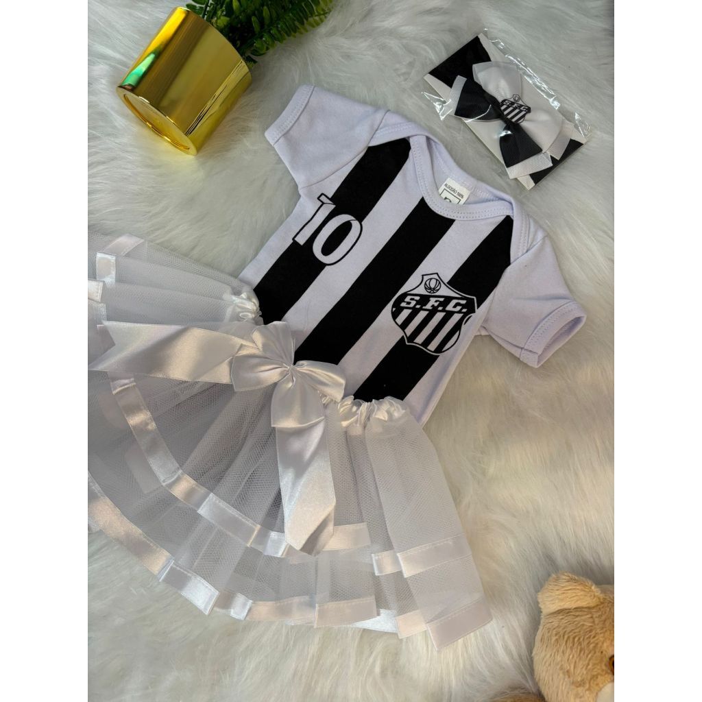 Body e Saia Bebê Infantil Mêsversário Temático Time Santos Macacao Personagens Fantasia+BRlNDE em Oferta na Shopee