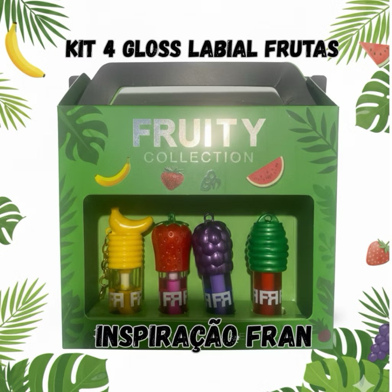 Kit 4 Gloss Labial – Brilho, Hidratação e Sedução em Cada Toque De Frutas Inspiração Fran em Oferta na Shopee