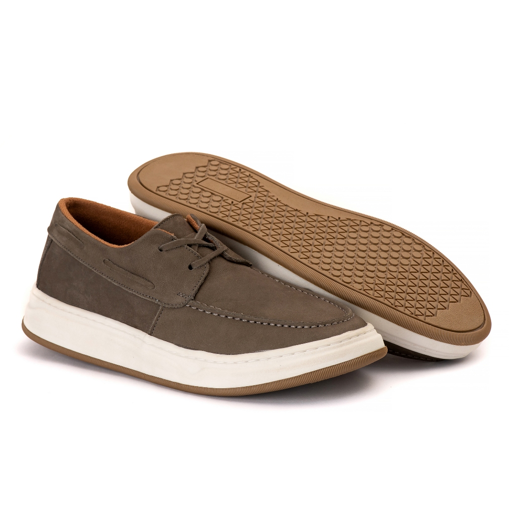 Mocassim Masculino Casual Dockside em Couro Legítimo Solado Alto Costurado