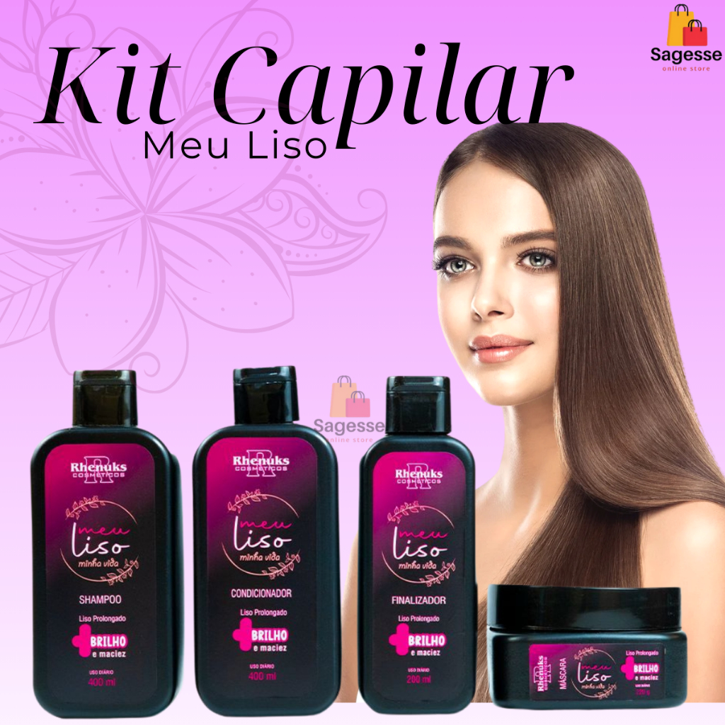 Kit Capilar Meu Liso 4 itens - Rhenuks em Oferta na Shopee