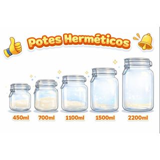 POTE DE VIDRO PREMIUM HERMÉTICO COM TRAVA DE METAL INOX KIT OU AVULSO VEDADA ORGANIZADORES ALIMENTOS em Oferta na Shopee