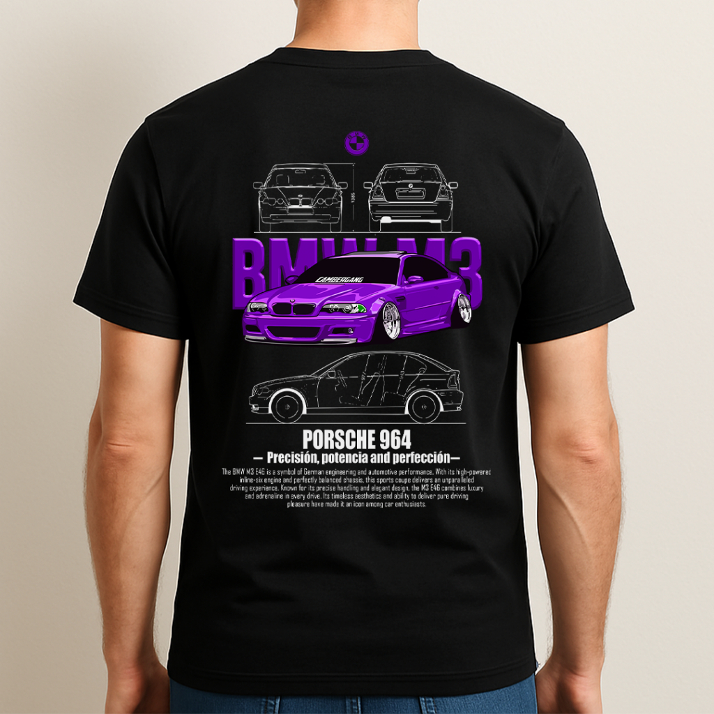 Camiseta BW M3 Tuning JM Roxa Estilo Racing Premium