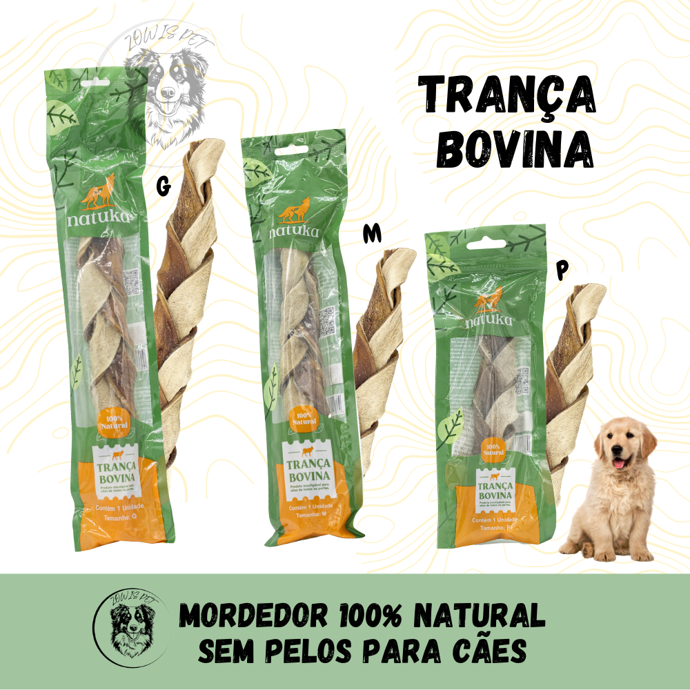 Trança de Pele Bovina para Cachorro Mordedor Natural Pet P M G - Natuka em Oferta na Shopee