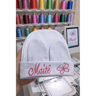 Kit Touca e Luva Personalizada Maternidade Recém nascido Super Macia Malha Algodão RN em Oferta na Shopee