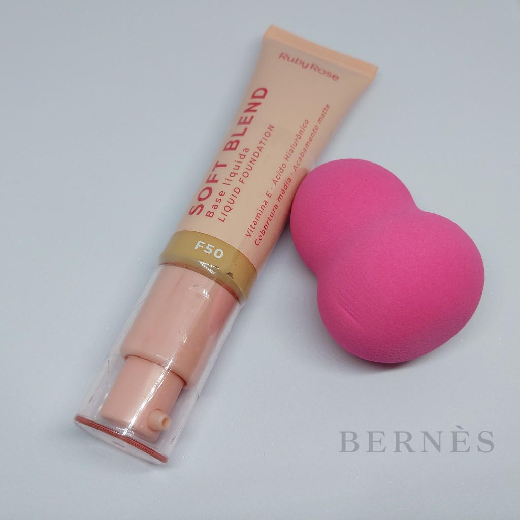 Kit Base Líquida Soft Blend Ruby Rose + Esponja de Maquiagem Blender