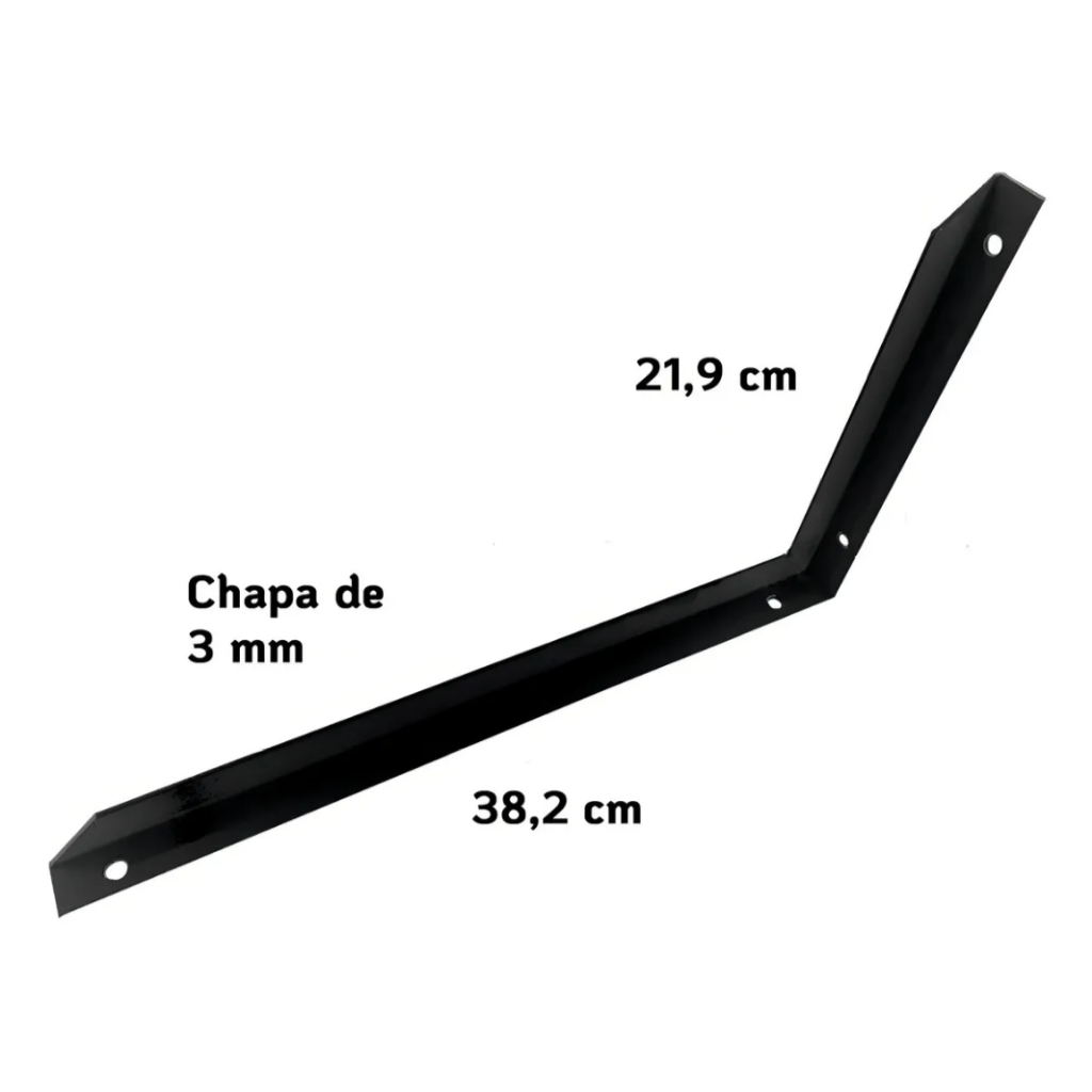 3x Suportes De Mão Francesa 40cm Preto Com Buchas e Parafusos — imagem 2 de 2