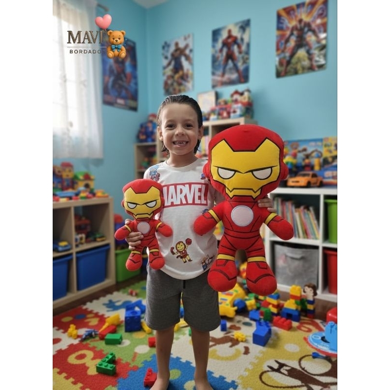 Pelúcia Homem de Ferro Bordada 54cm | Presente Super Heróis em Oferta na Shopee