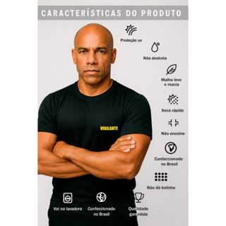 Camiseta  Uniforme Profissional Empresa de Vigilante Fardamento Farda Camisa Manga Curta Preta Logo em Oferta na Shopee