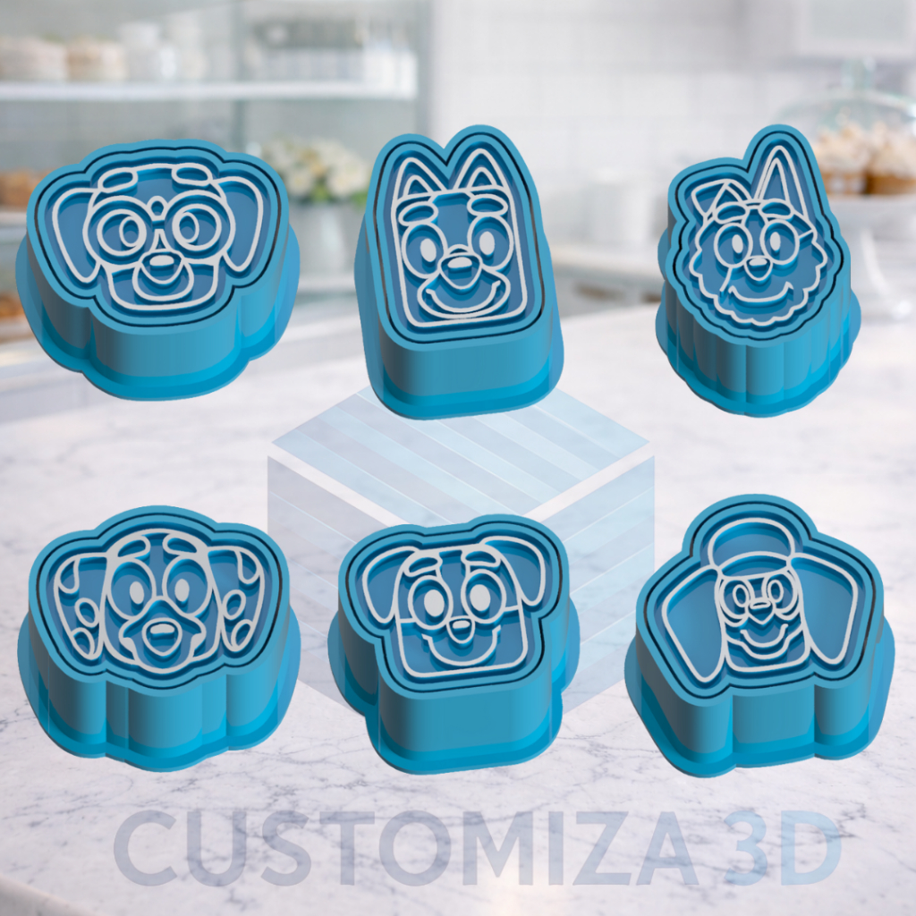 Modelador Carimbo Cachorro Bluey | Kit Pets para Brigadeiro, Doce, Fondant, Massa e Biscoito