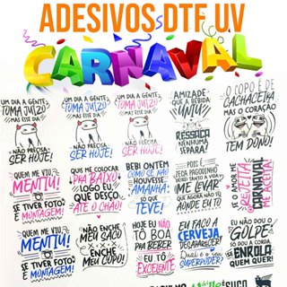 Adesivos DTF UV CARNAVAL, frases divertidas. Amigos, comemorações. em Oferta na Shopee
