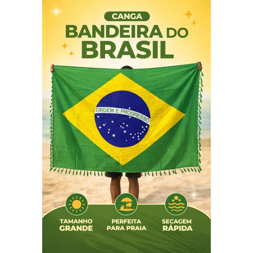Canga Do Brasil Praia Moda Verão Beach Bandeira Copa do mundo 2026
