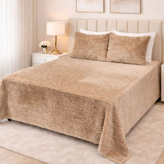 Kit Manta Cobertor Cobre Leito Colcha Canelada Extra Macio Premium 2,50 x 2,20  Microfibra Aveludada em Oferta na Shopee