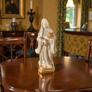 Santa Terezinha – 20 cm | Imagem em Gesso Perolado com Dourado em Oferta na Shopee