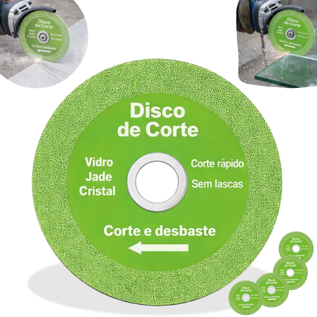 Disco de Corte Diamantado para Vidro Porcelana Piso Cerâmica Verde 100mm Kit 1/3/5 em Oferta na Shopee