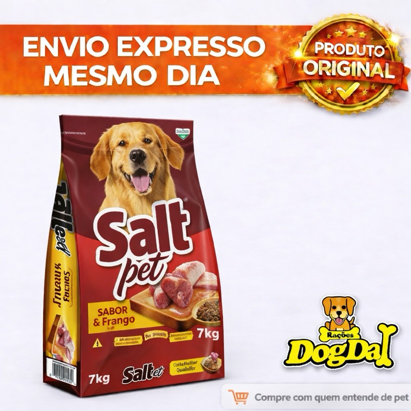 Ração Salt Pet Sabor Carne & Frango 7kg Sem Corantes com Ômega 3 e 6 em Oferta na Shopee