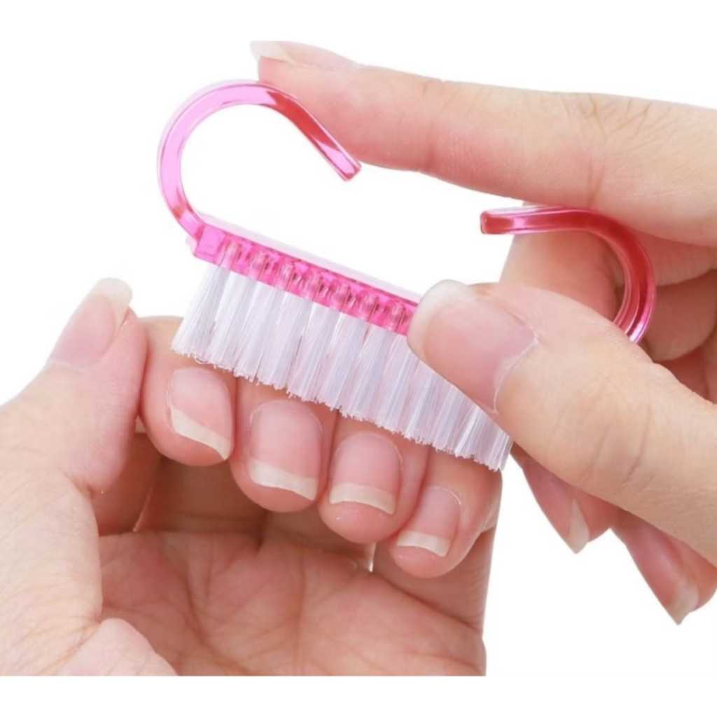 Kit 2/4/6/12 Un Escovinha Limpeza de Unhas Manicure Cabo Anatômico Deslizante de Plástico e Cerdas de Nylon