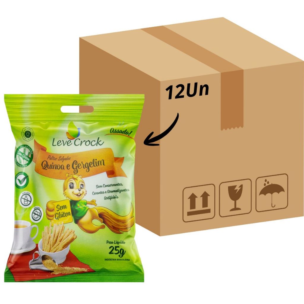 Biscoito Leve Croc Quinoa E Gergelim 25g Kit 12un