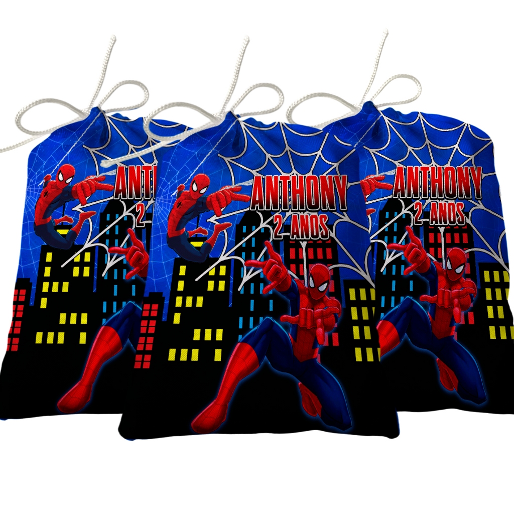 Sacolinha Lembrancinha Festa Aniversário Surpresa Tecido Personalizado Homem Aranha
