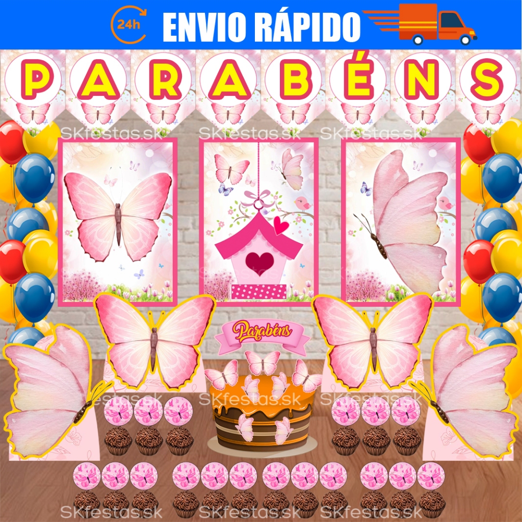 Kit festas JARDIM DAS BORBOLETAS, Só um Bolinho decoração de festa, festa em casa, aniversário, Mêsversário