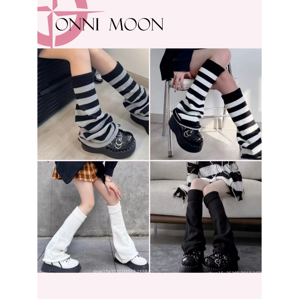 Polaina Solta Boca Larga Tricô Y2K Grunge Gótico Punk Lolita Kawaii Decora Scene Cutecore Aesthetic