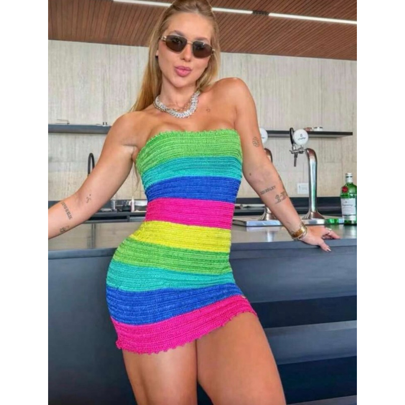 Vestido Feminino Virgínia Carnaval Tubinho Curto Tricô em Oferta na Shopee