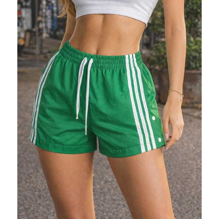 Shorts shortinho Feminino Tactel Carol Esportivo Verde Cintura Alta Academia Treino Caminhada Confortável com Listras em Oferta na Shopee