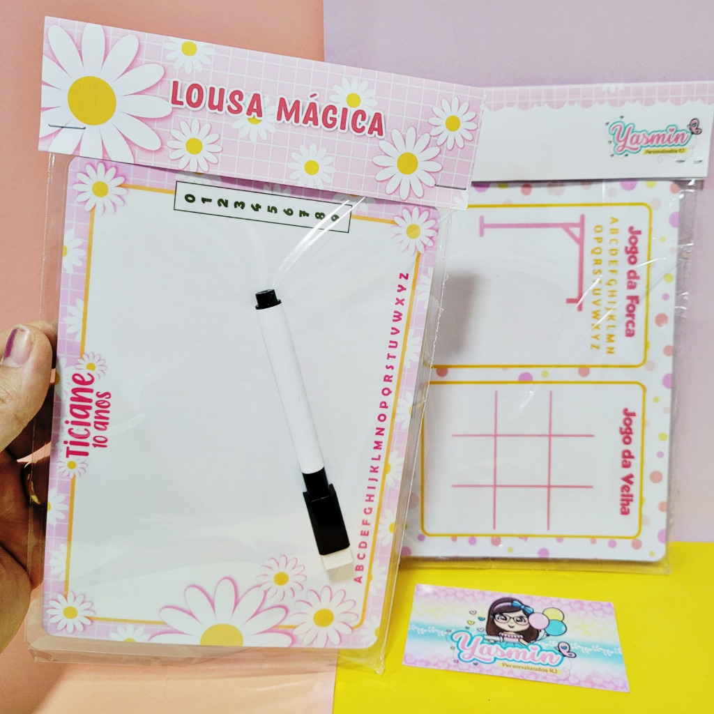 Margarida Lembrança Aniversário Lousa Mágica Infantil Personalizada Caneta Apagador