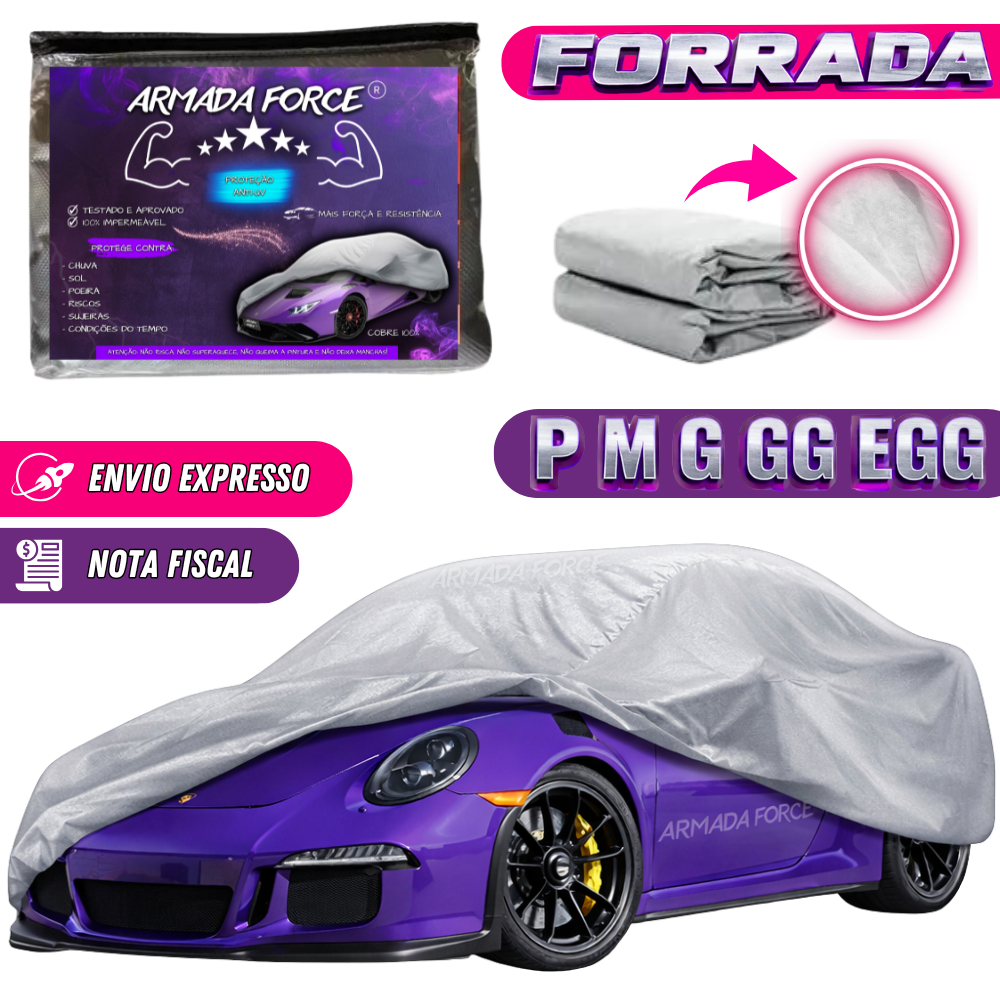 Capa Cobrir Carro Forrada Armada Force 100% Impermeável Protege Sol Chuva Poeira Automotiva P M G GG em Oferta na Shopee