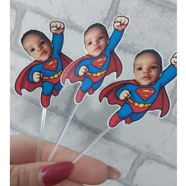 Envio Rápido - Toppers para Docinhos – Personalizados com Foto | Tema Superman / super-homem