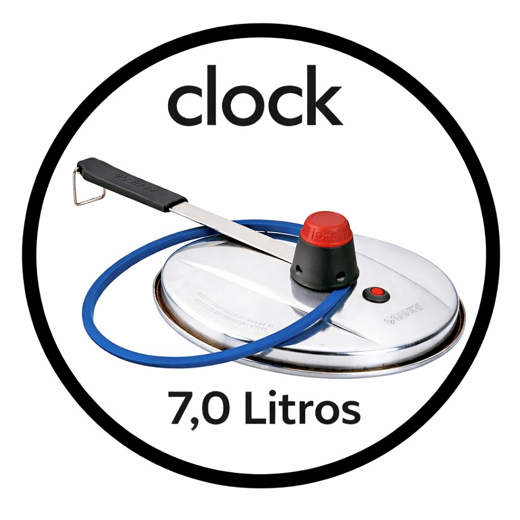 Borracha Clock 7,0 Litros Panela Pressão Fechamento Interno Multiuso Para Outras Panelas em Oferta na Shopee