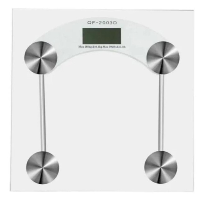 Balança Corporal Digital Para Banheiro Até 180Kl  Quadrada Vidro Temperado Transparente Premium