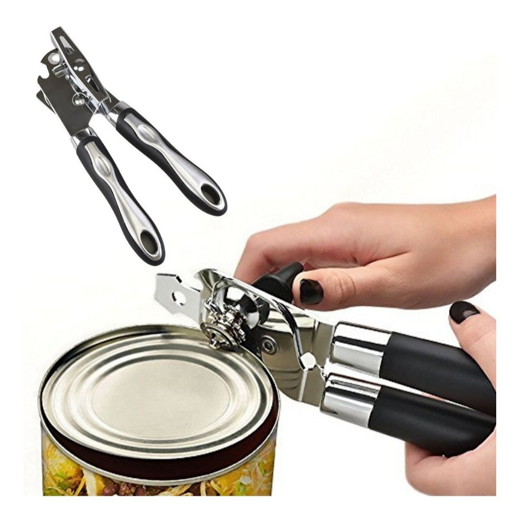 Abridor de Lata Redondas ou Quadradas Garrafas Cervejas Automático Manual Manivela Aço Inox