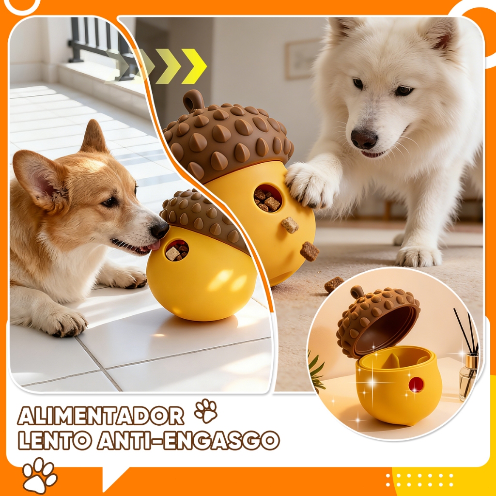 Brinquedo Comedouro Pet Ball Interativo para Cães e Gatos Dispensador de Petiscos e Ração Liofilizados Pet Games